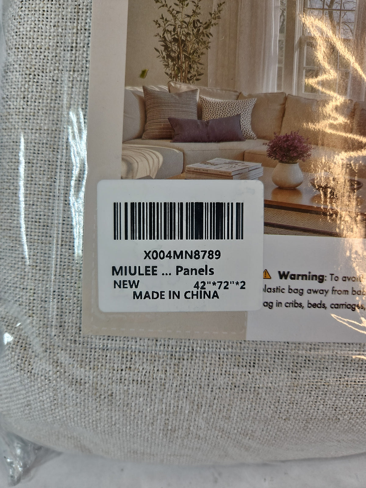 MIULEE Natural White Linen Curtains, 42" x 72" (2 Panels)