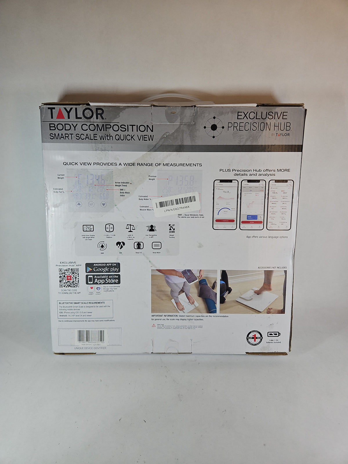 Taylor Body Composition Smart Scale with Quick View (Model 5341063)