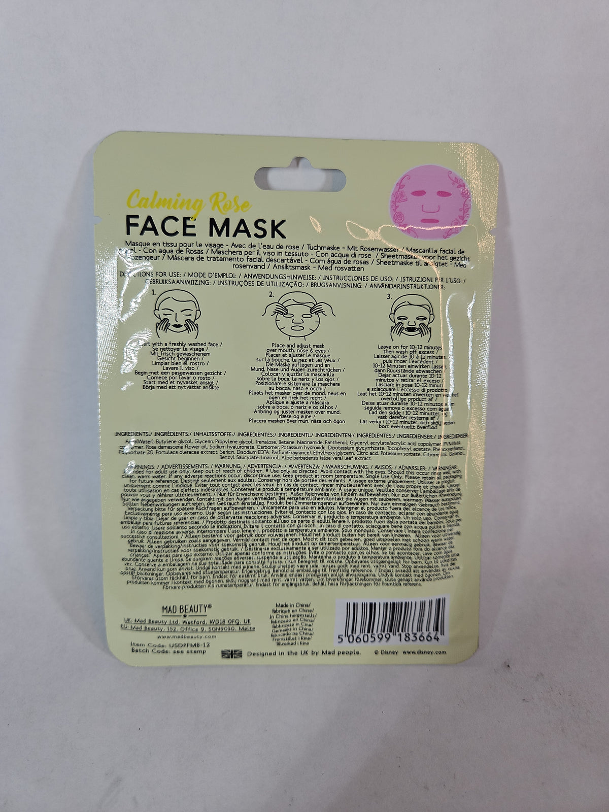 DISNEY Belle Enchanted Calming Rose Face Mask