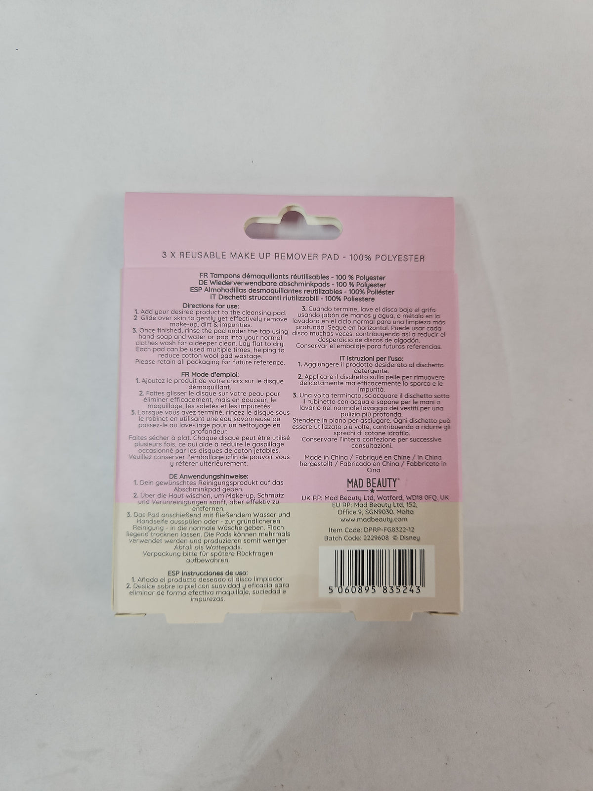 Mad Beauty Disney Princess Ariel Reusable Makeup Remover Pads, 3 Pack