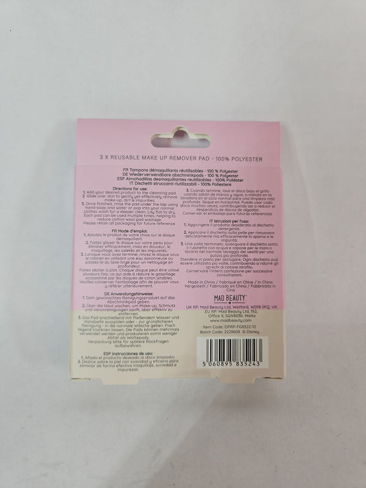 Mad Beauty Disney Princess Ariel Reusable Makeup Remover Pads, 3 Pack