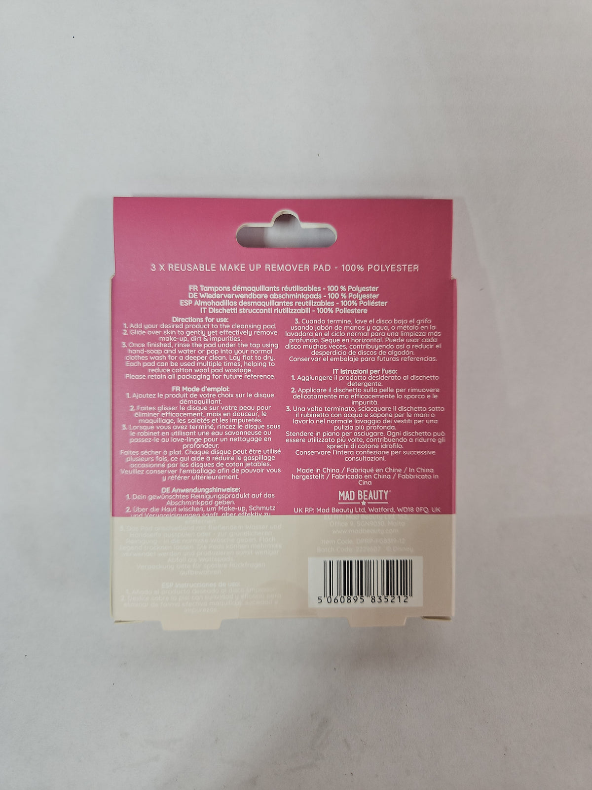 Mad Beauty Disney Princess Belle Reusable Makeup Remover Pads, 3 Pack