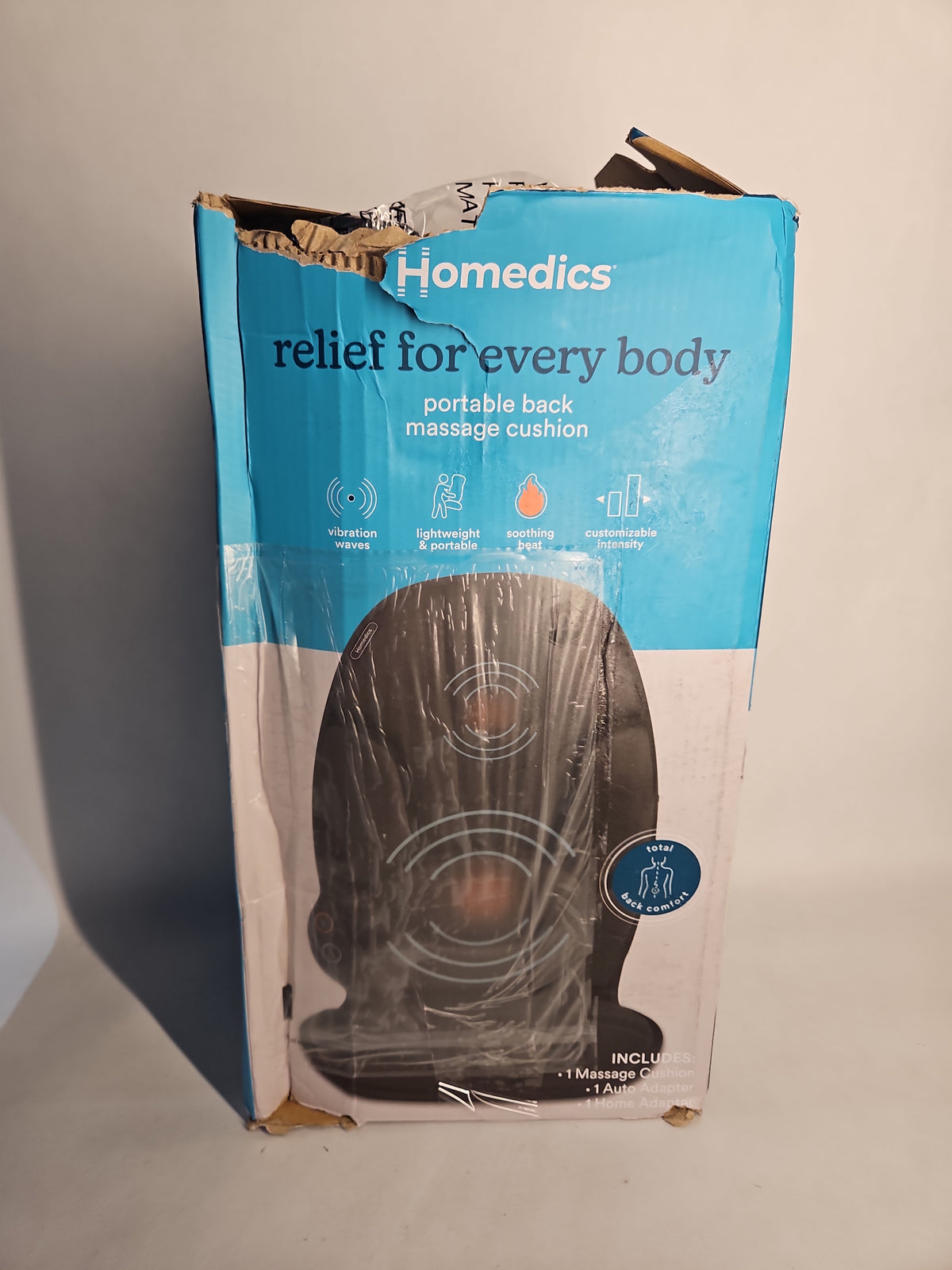 Homedics Portable Back Massage Cushion with Heat – Vibration Back Massager