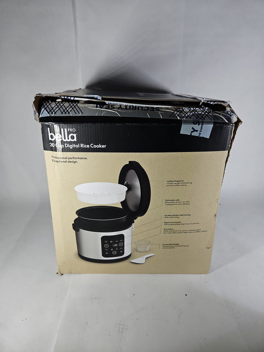 bella PRO 20-Cup Digital Rice Cooker 90226 – Stainless Steel – Open Box