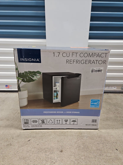 Insignia 1.7 Cu Ft Mini Fridge NS-CF17BK26 – Black, Dented Corner