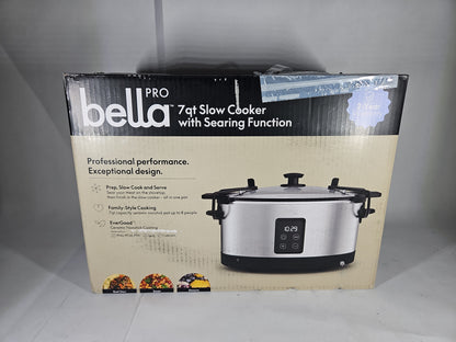 bella PRO 7 Qt Programmable Slow Cooker with Searing Function - Stainless Steel