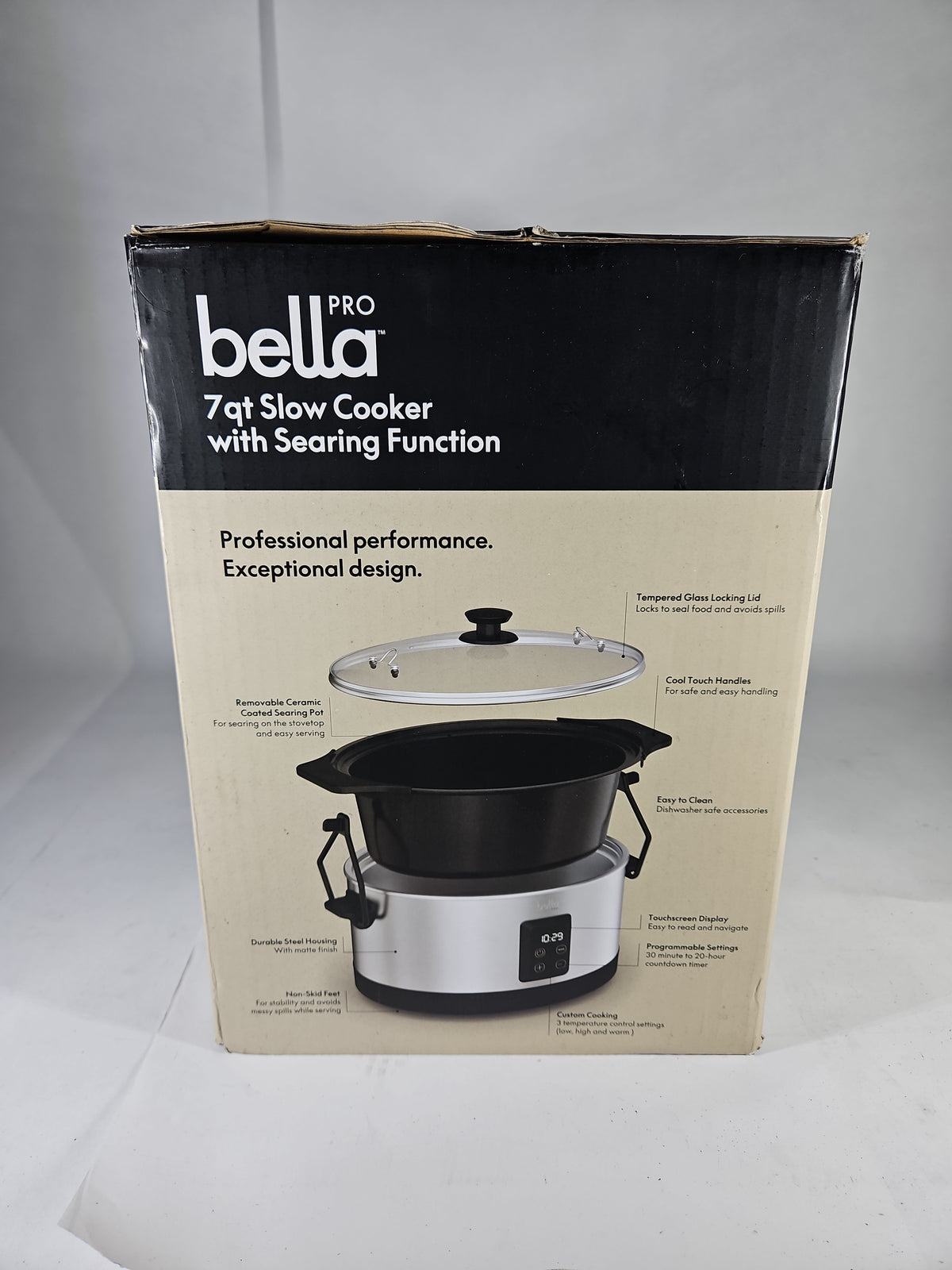 bella PRO 7 Qt Programmable Slow Cooker with Searing Function - Stainless Steel