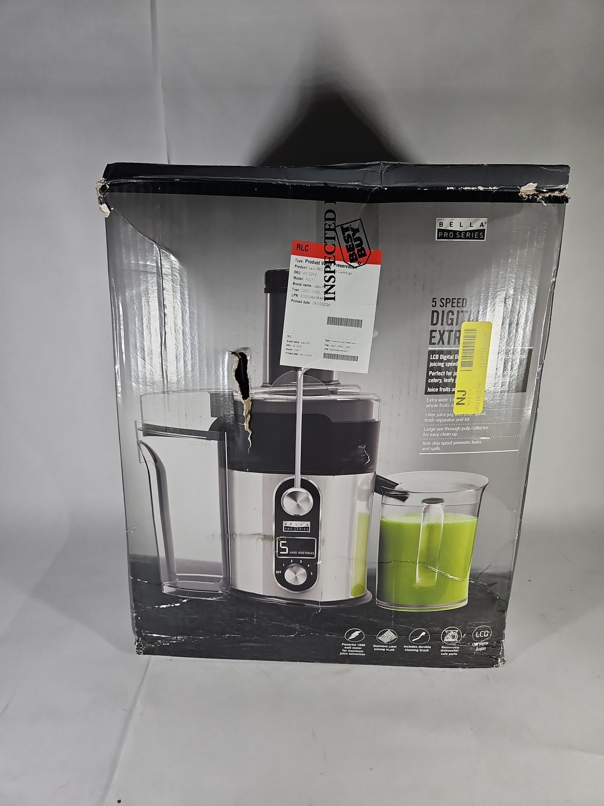 bella PRO 5-Speed Centrifugal Digital Juice Extractor 90271 - Stainless Steel
