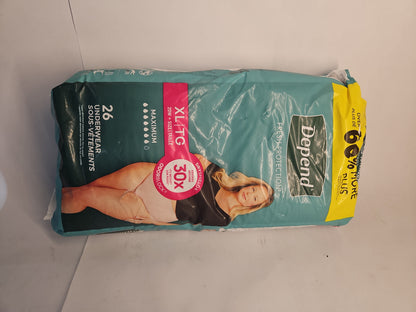 Depend Women's Incontinence Underwear Maximum Absorbency XL 26 Count