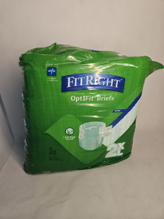 Medline FitRight OptiFit Adult Incontinence Briefs with Tabs 2XL - 20 Count