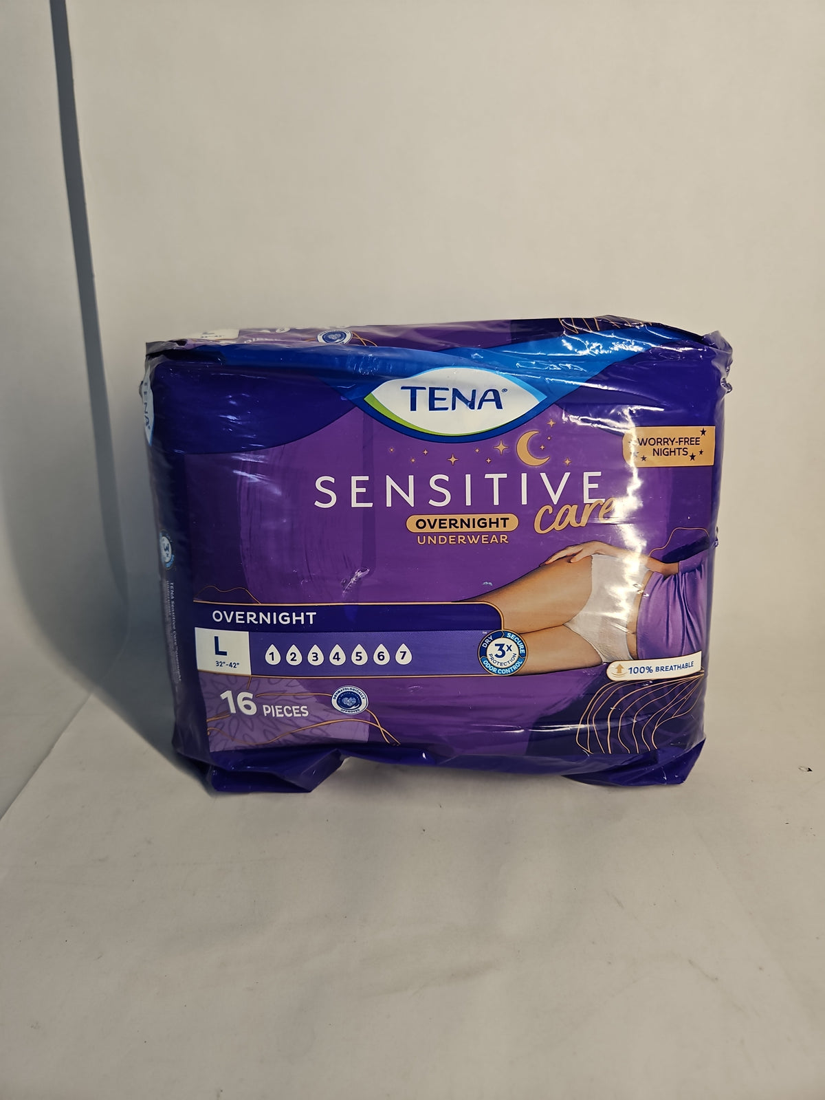 TENA Sensitive Care Overnight Incontinence Underwear for Women Large 16 Count