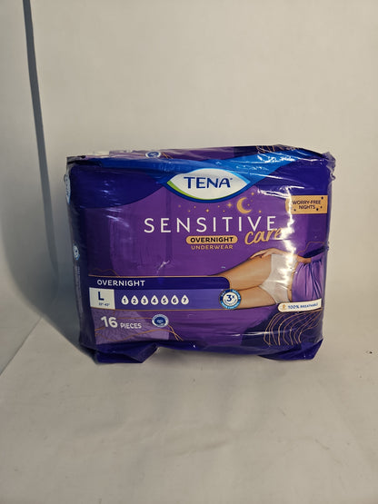 TENA Sensitive Care Overnight Incontinence Underwear for Women Large 16 Count