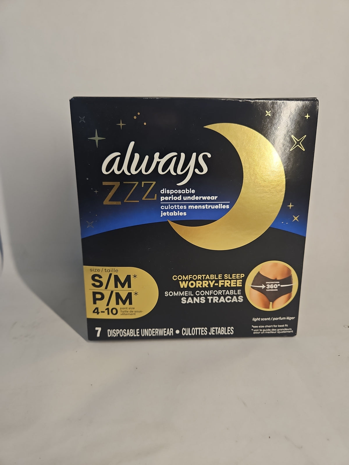 Always ZZZ Overnight Disposable Period Underwear Size S/M - 7 Count