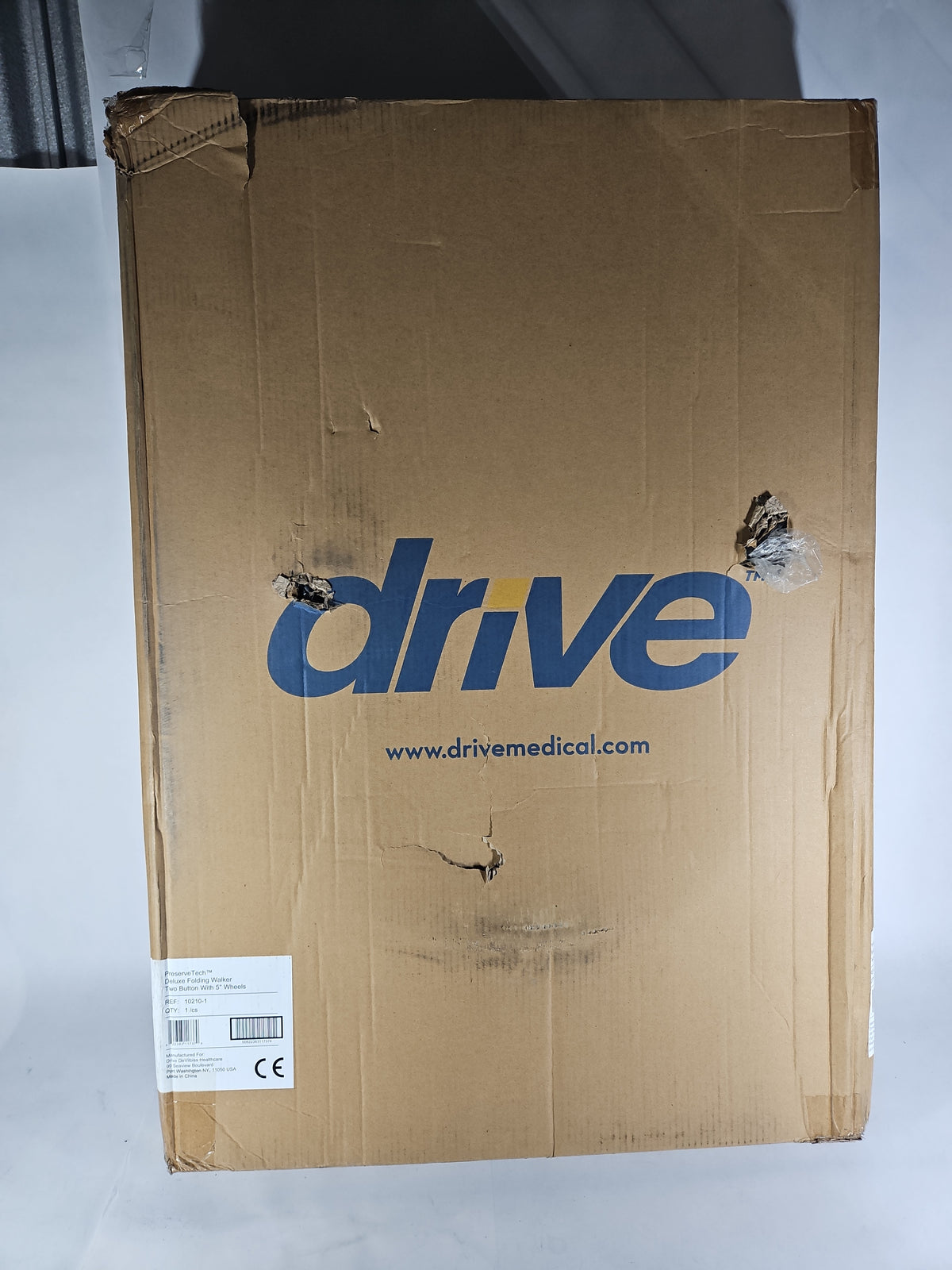 Drive Medical PreserveTech Deluxe Two Button Folding Walker 5 in Wheels