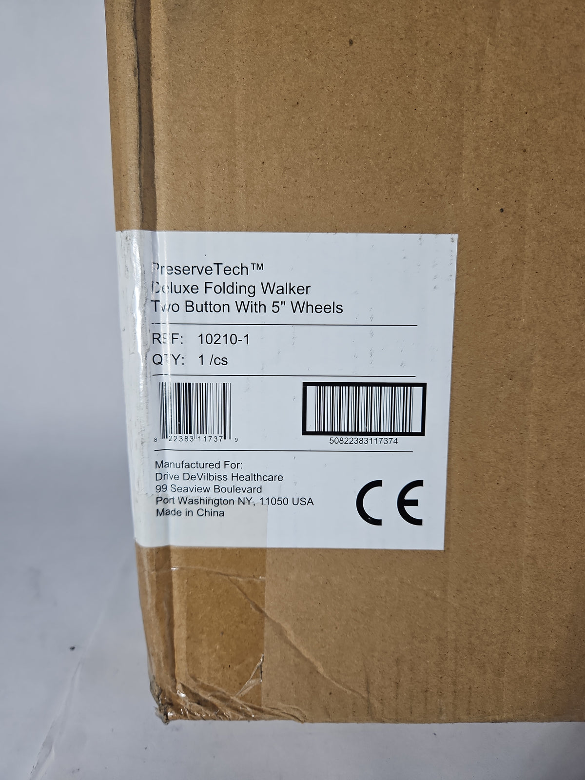 Drive Medical PreserveTech Deluxe Two Button Folding Walker 5 in Wheels