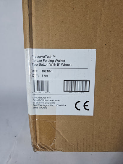 Drive Medical PreserveTech Deluxe Two Button Folding Walker 5 in Wheels
