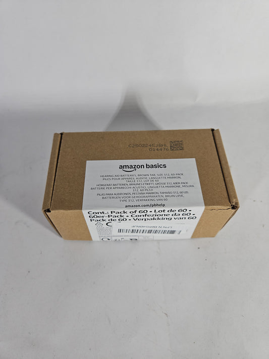 Amazon Basics Hearing Aid Batteries Size 312 Zinc-Air Brown Tab 54 Pack