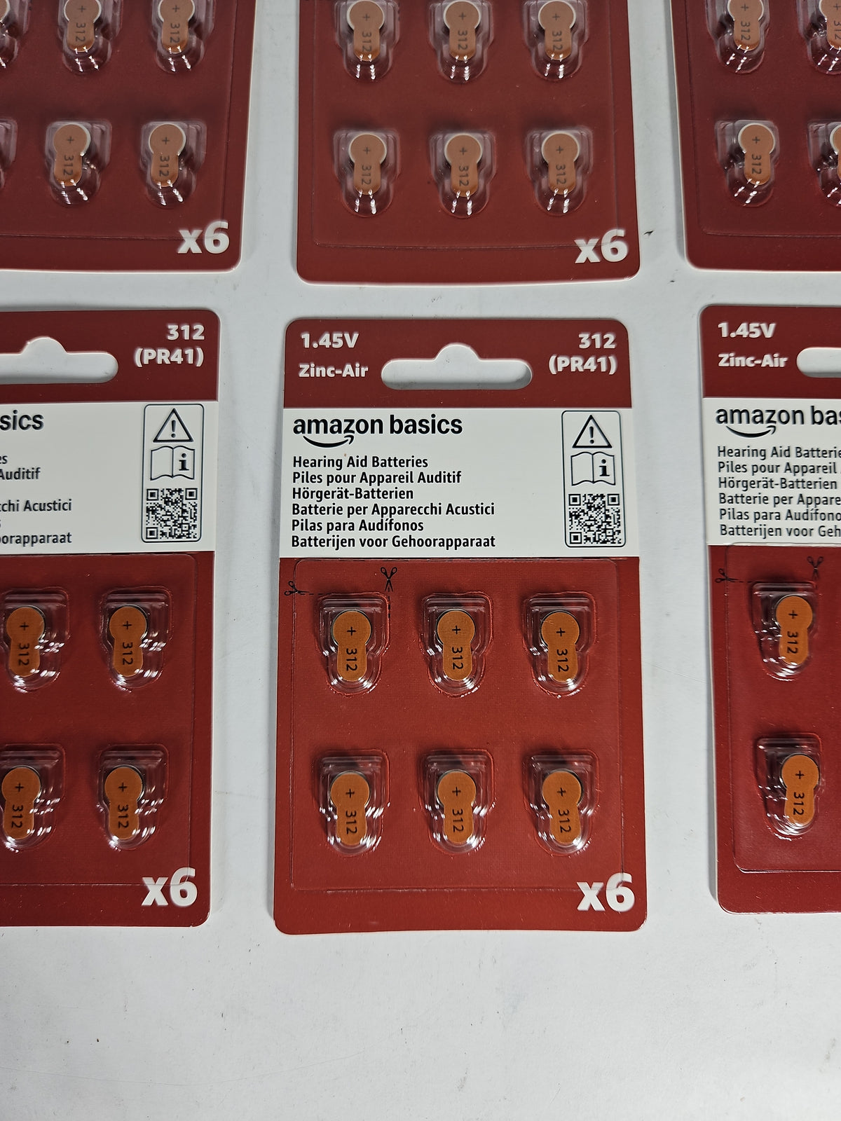 Amazon Basics Hearing Aid Batteries Size 312 Zinc-Air Brown Tab 54 Pack