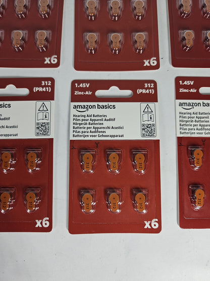 Amazon Basics Hearing Aid Batteries Size 312 Zinc-Air Brown Tab 54 Pack