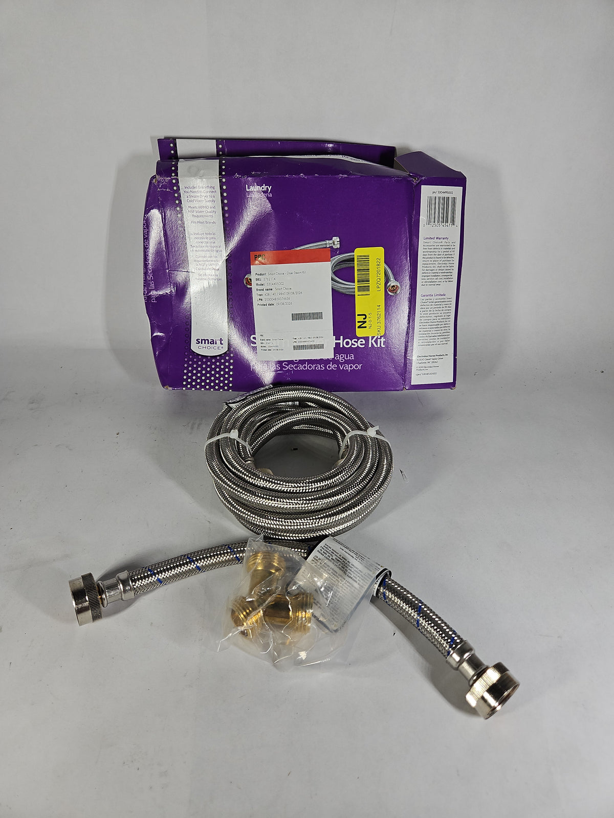 Smart Choice Dryer Steam Kit Stainless Steel Braided Hose - Missing Washers