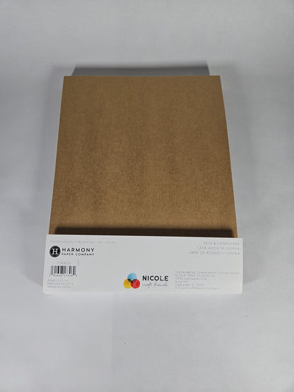 Harmony Hues 110lb Solid Core Cardstock 8.5x11 Kraft 50 Sheets