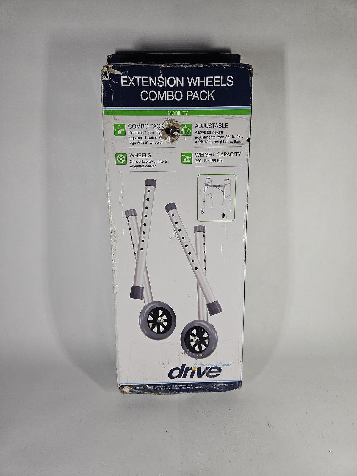 Drive Medical Tall Extension Legs with Wheels Combo Pack 10108WC