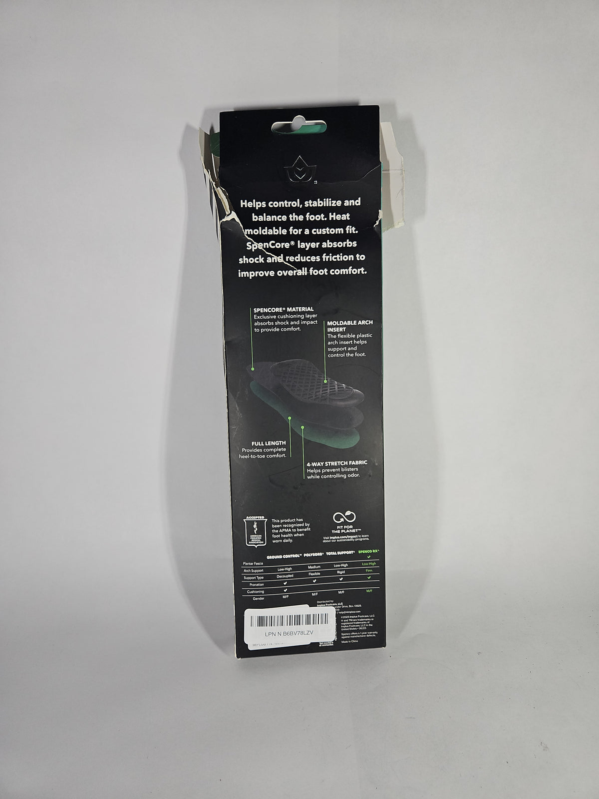 Spenco RX Arch Support Insoles Women 9-10.5 Men 8-9.5