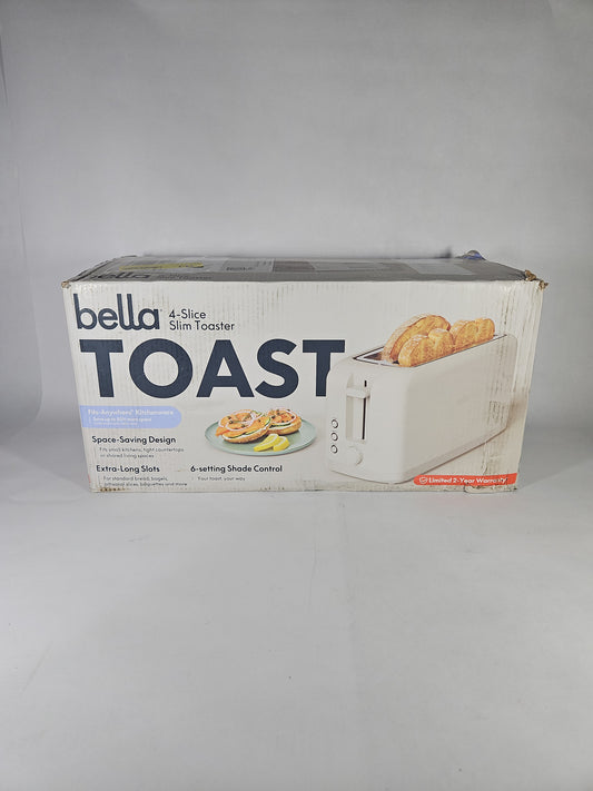 bella Fits-Anywhere 4-Slice Slim Toaster Long Wide Slots 35246 - Oatmilk