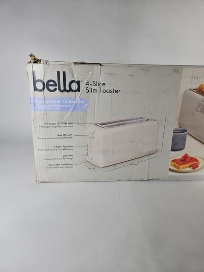 bella Fits-Anywhere 4-Slice Slim Toaster Long Wide Slots 35246 - Oatmilk