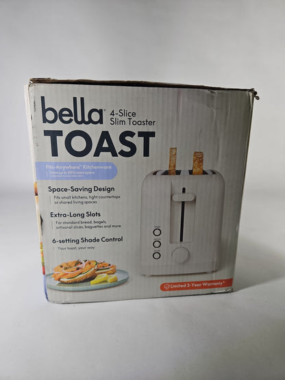 bella Fits-Anywhere 4-Slice Slim Toaster Long Wide Slots 35246 - Oatmilk