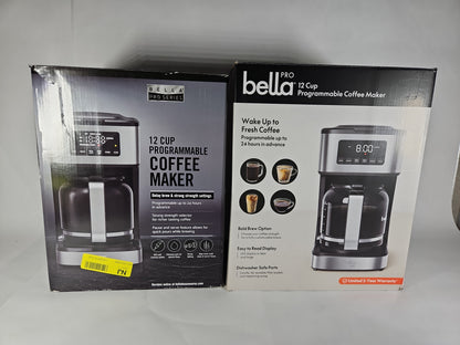 bella PRO 12-Cup Programmable Coffee Maker 90194 - Stainless Steel - Used