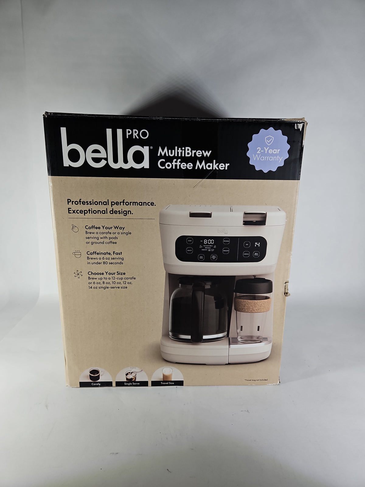 bella PRO MultiBrew 12-Cup Drip & Single-Serve Coffee Maker 90284 Oatmilk - Used