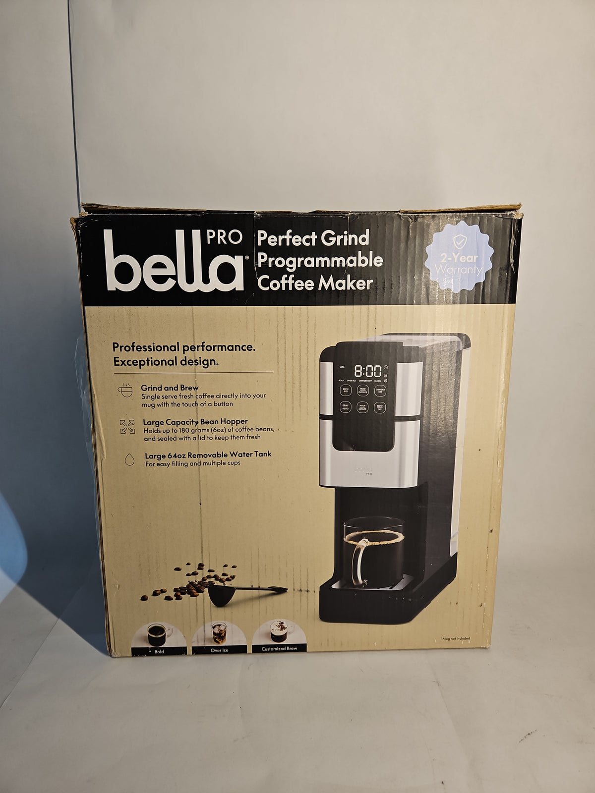 bella PRO Perfect Grind Single-Serve Coffee Maker Burr Grinder 90273