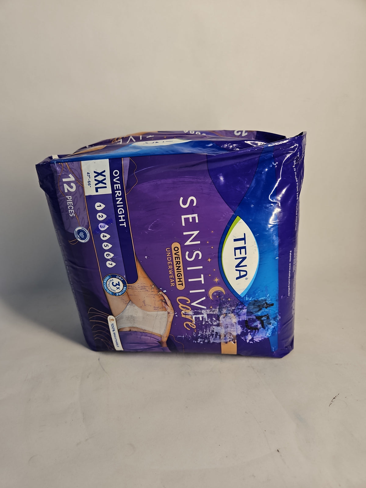 Tena Sensitive Care Overnight Underwear XXL 12 Count
