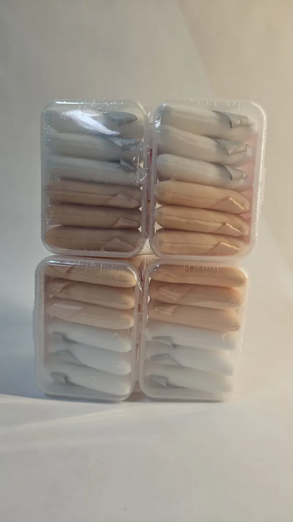 2 PACK Facemade Makeup Triangle Powder Puffs, 12 Count Each, White & Beige