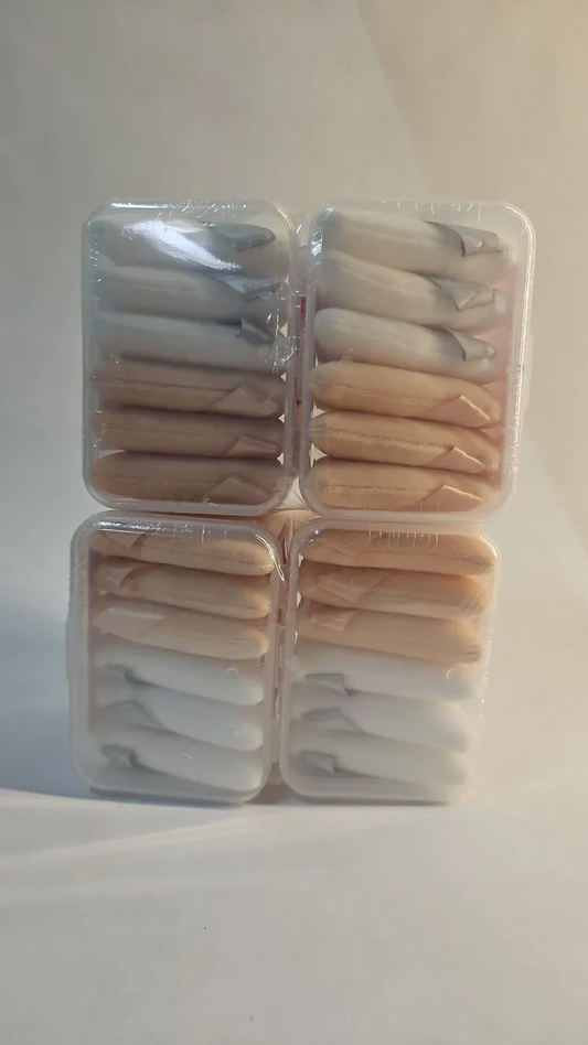 2 PACK Facemade Makeup Triangle Powder Puffs, 12 Count Each, White & Beige