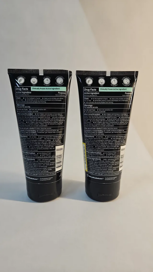 2 PACK - Oxy Maximum Action Acne Cream Face Wash 5% Benzoyl Peroxide 5 fl. oz., EXP 12/2026