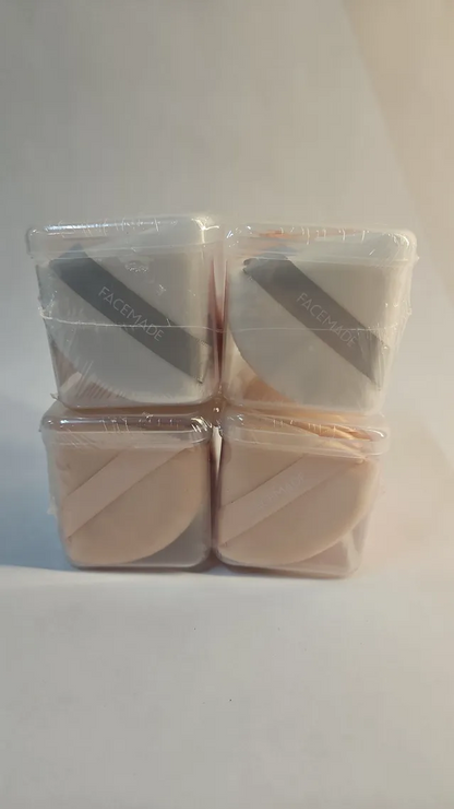 2 PACK Facemade Makeup Triangle Powder Puffs, 12 Count Each, White & Beige